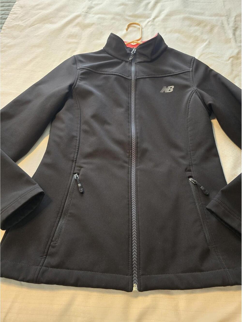 Womens Sz S New Balance Softshell Jacket Coat Black Euc